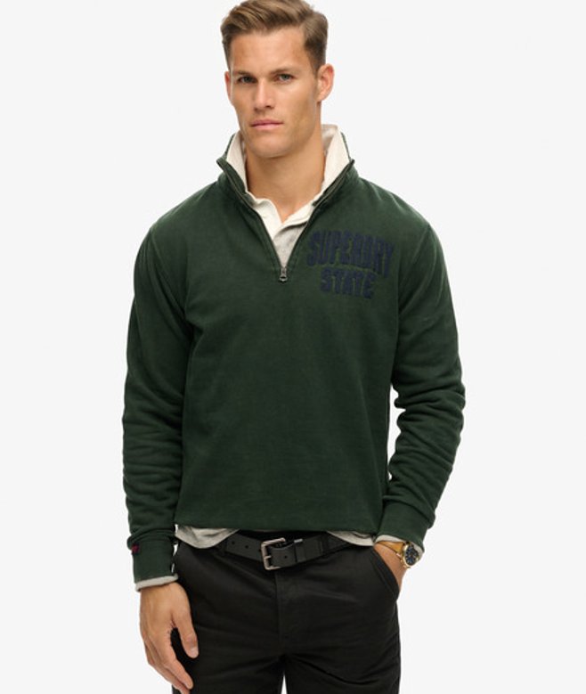 Herren Vintage Athletic Pullover mit Halbem Reißverschluss - Größe: S - Superdry - Modalova
