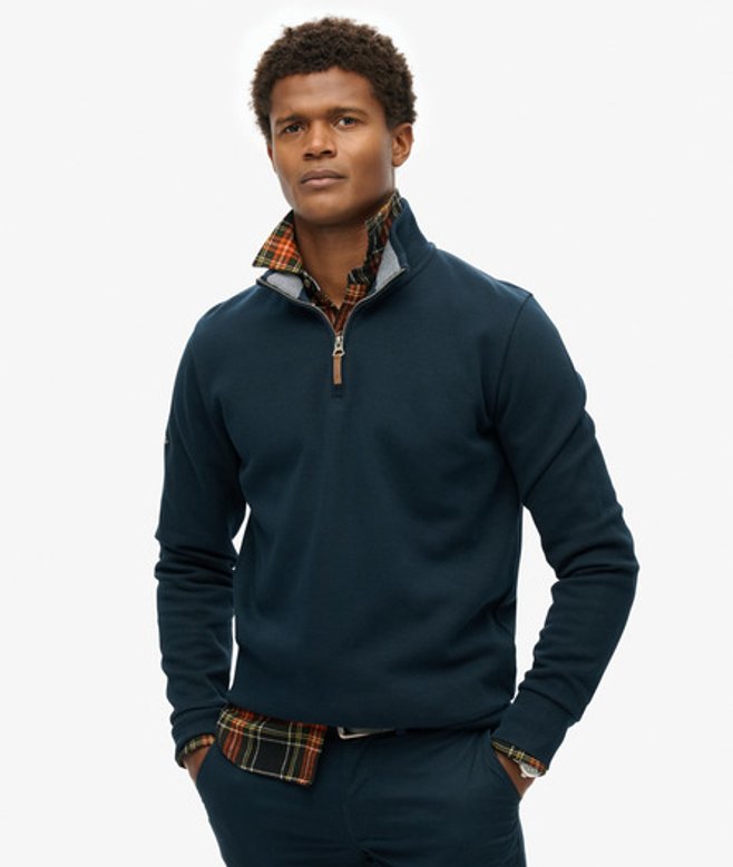 Men's Core Pique Half Zip Sweatshirt Navy / Eclipse Navy - Size: M - Superdry - Modalova