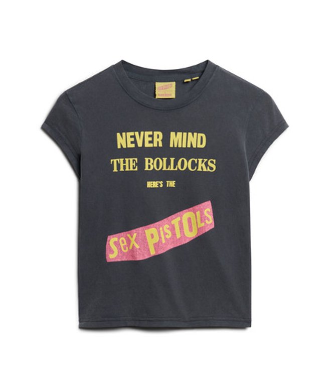 Superdry Women's Sex Pistols Limited Edition Cap Sleeve T-shirt Black / Mid Backstage Black