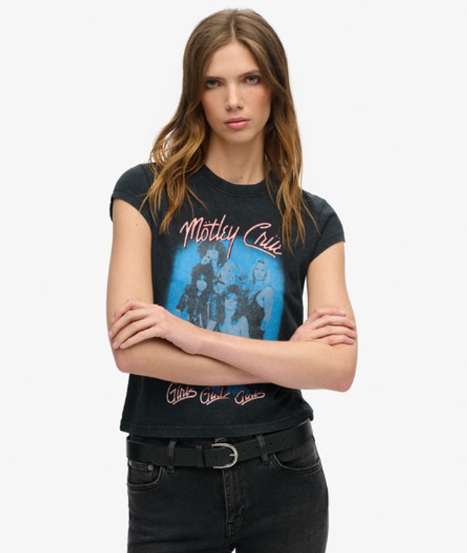 Impression Graphique T-shirt À Mancherons Mötley Crüe, , Dames, Taille: 44 Taille: 44 - Superdry - Modalova