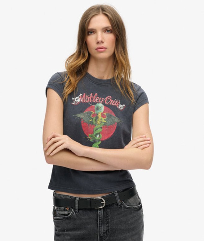 Damen Mötley Crüe T-shirt mit Flügelärmeln - Größe: 44 - Superdry - Modalova