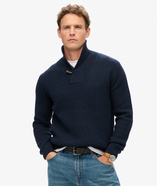 The Merchant Store - Trui met Sjaalkraag Blauw Grootte: L afbeelding