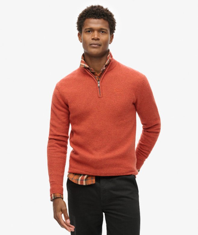 Gebreide Essential Trui met Borduursel en Halve Rits Oranje Grootte: M afbeelding
