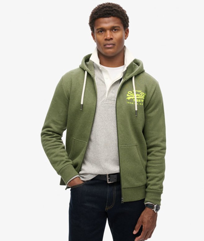 Herren Neon Vintage Kapuzenjacke mit Logo-Grafik, Größe: L - Superdry - Modalova