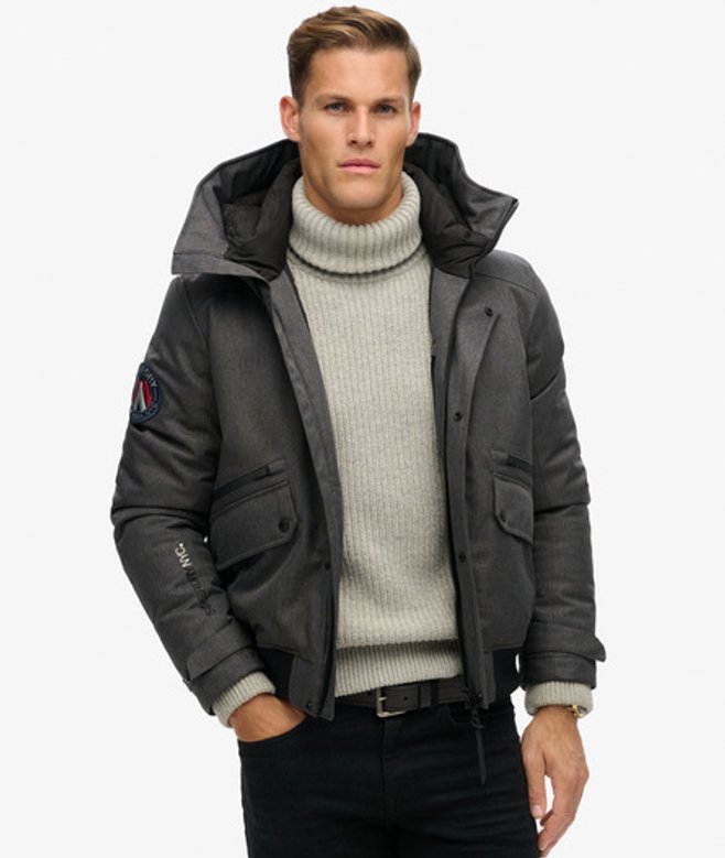 Gewatteerd City Bomberjack van Tweed Donkergrijs Grootte: L afbeelding