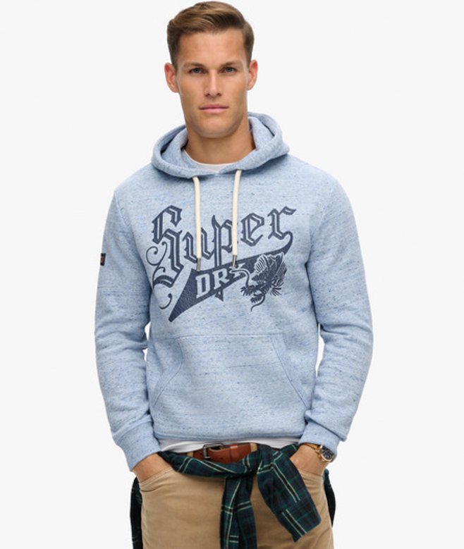 Superdry Archive Hoodie met Opdruk Lichtblauw
