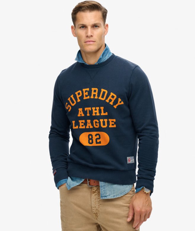 Men's Athletic Printed Sweatshirt Navy / Eclipse Navy - Size: M - Superdry - Modalova