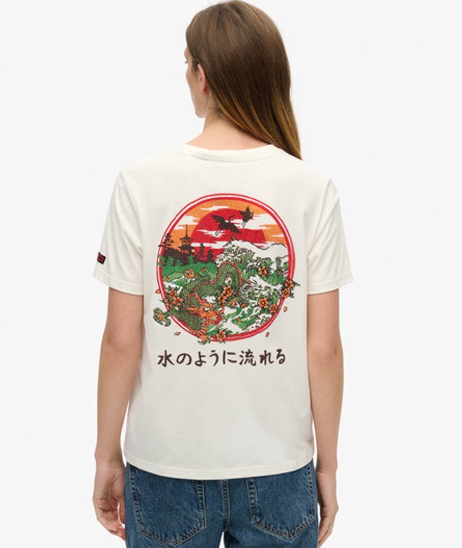 Damen Lässiges T-shirt mit Tokio Strassbesatz - Größe: 38 - Superdry - Modalova