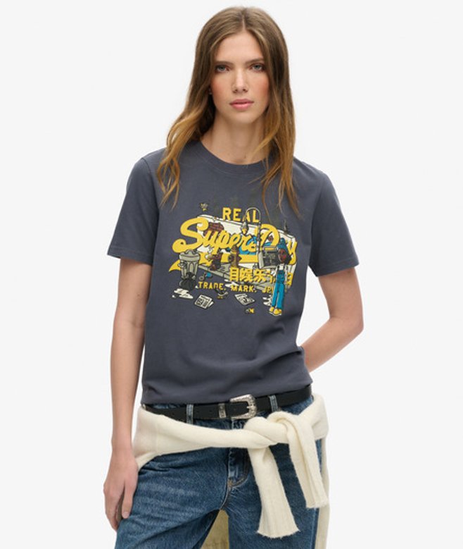 Damen Locker Geschnittenes T-shirt mit New York-logo im Vintage-design - Größe: 40 - Superdry - Modalova