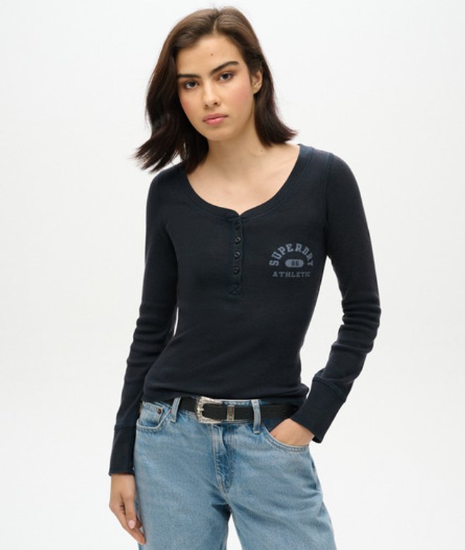 Damen Athletic Button-down-langarmoberteil - Größe: 38-40 - Superdry - Modalova