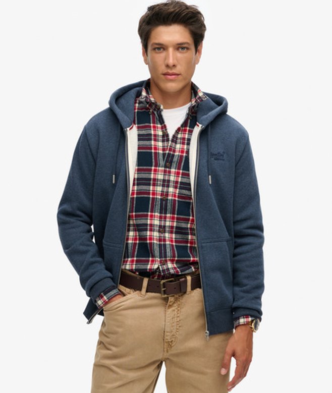 Superdry Essential Logo Hoodie met Rits Blauw