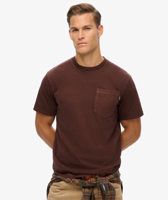 Herren T-shirt mit Tasche und Kontrastnähten - Größe: L - Superdry - Modalova