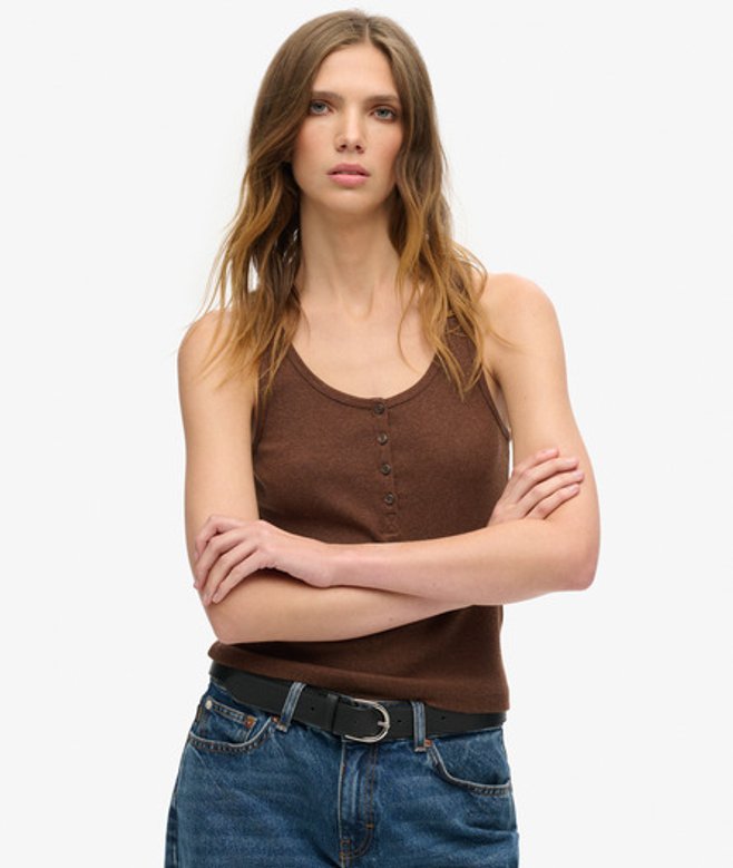 Superdry Athletic Essentials Hemdtopje met Knopen Bruin