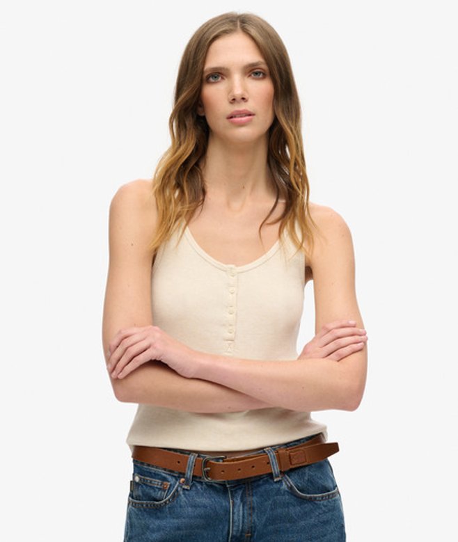 Superdry Damen Athletic Essentials Button-down-tanktop Hellgrau - Größe: 6-8 21030260005631ID215