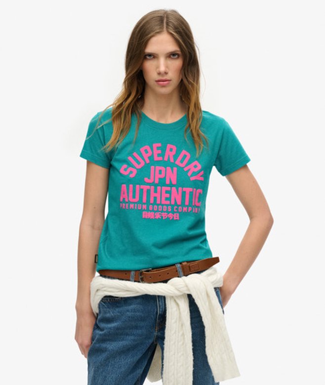 Aansluitend T-shirt met Puffprint Groen Grootte: 42 afbeelding