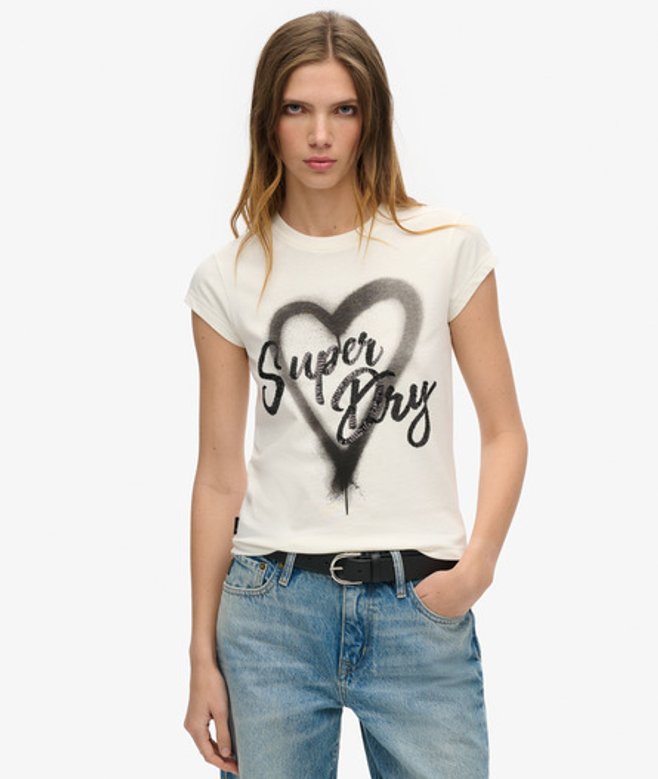 Damen und Verziertes Punk-T-Shirt mit Flügelärmeln Grafikdruck, Größe: 42 - Superdry - Modalova