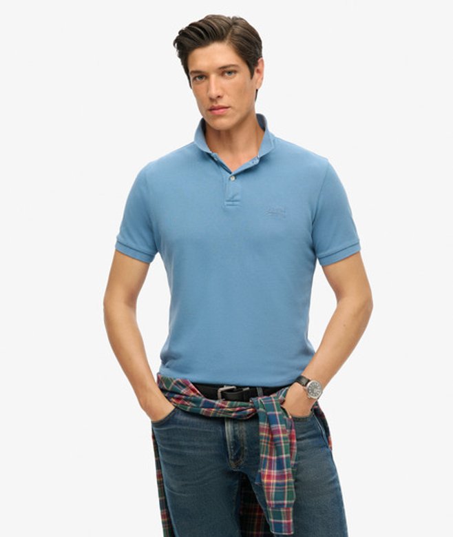 Superdry Men's Destroyed Polo Shirt Blue / Heraldic Blue