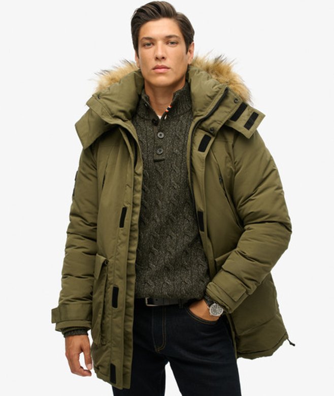 Superdry Herren Kaki Parkajacke, Größe: S