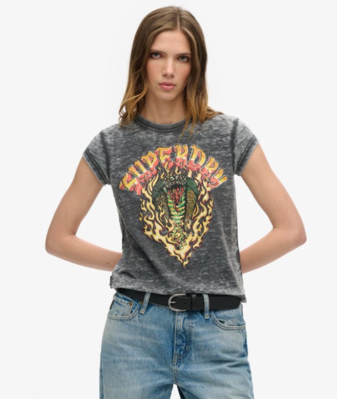 Damen und Biker Rock T-Shirt mit Grafik, Größe: 40 - Superdry - Modalova