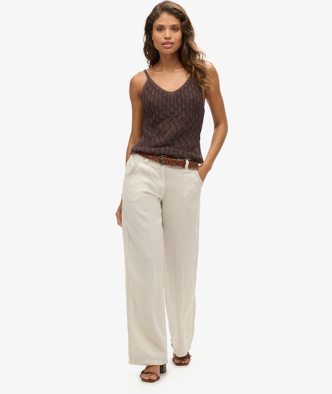 Damen Leinenhose Mit Niedriger Leibhöhe, , Größe: 38 - Superdry - Modalova