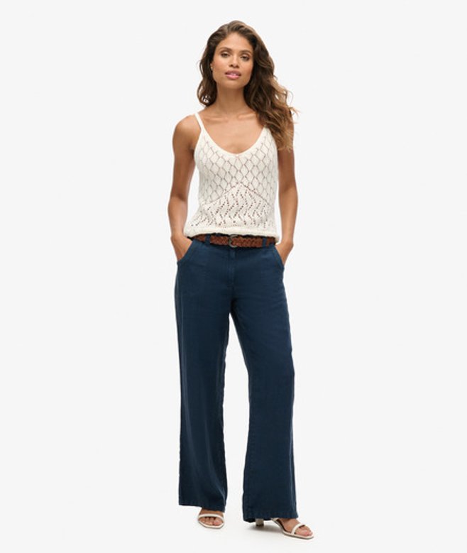 Linnen Broek met Lage Taille Blauw Grootte: 40 afbeelding