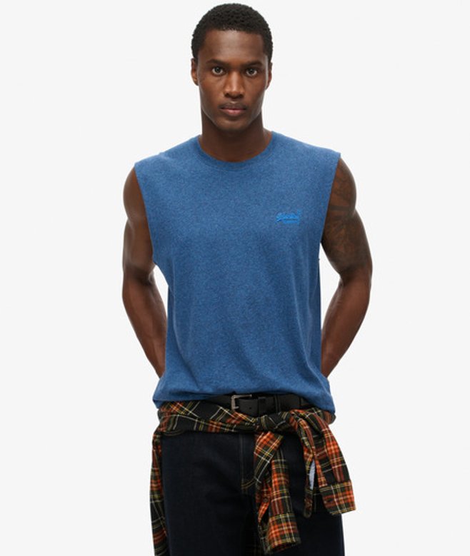 Essential Tanktop van Biologisch Katoen met Logo Blauw Grootte: M afbeelding