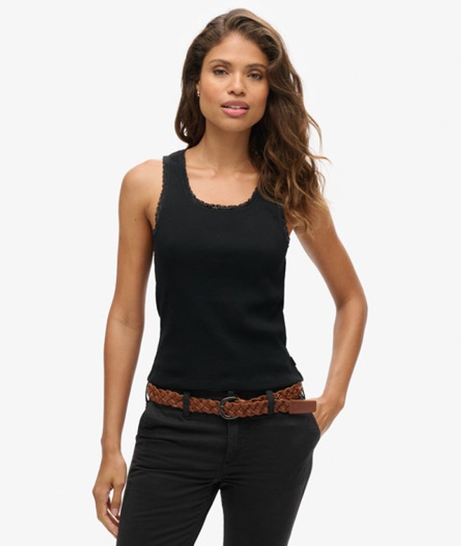 Damen Athletic Essentials Tanktop mit Spitzenbesatz - Größe: M/L - Superdry - Modalova