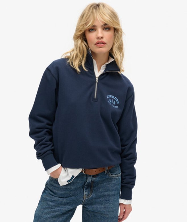 Damen Athletic Essentials Sweatshirt mit Halblangem Reißverschluss - Größe: 36 - Superdry - Modalova