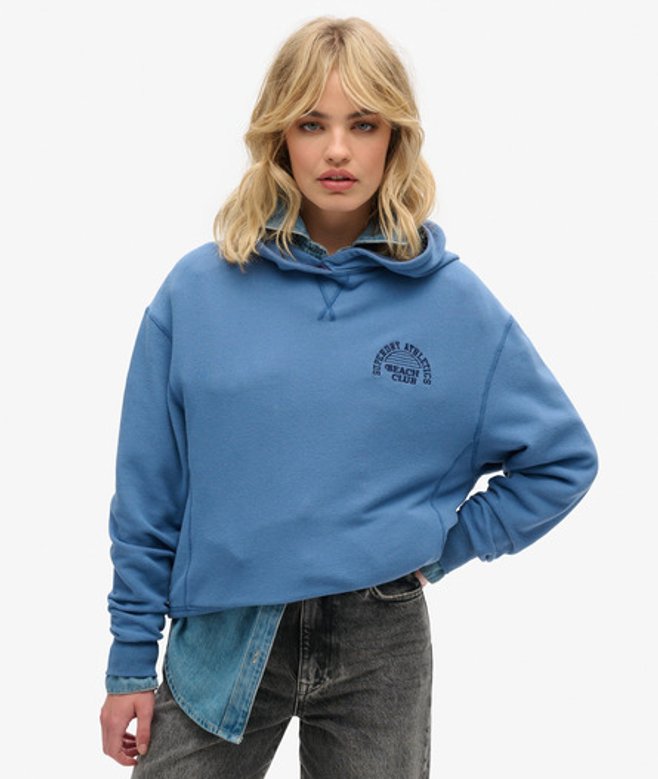 Superdry Damen Athletic Essentials Hoodie Blau - Größe: 40 21026230007249EJ019