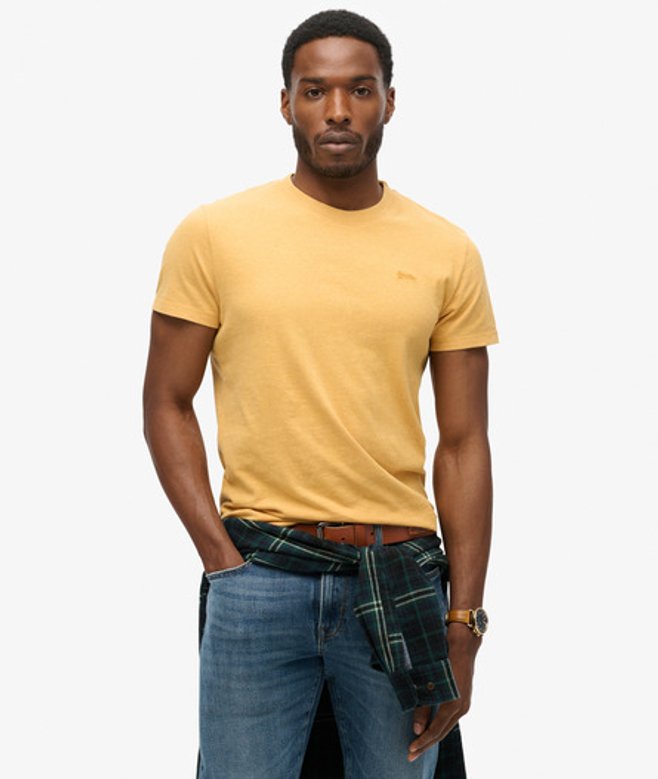 Superdry Men's Organic Cotton Essential Small Logo T-shirt Yellow / Ochre Marl