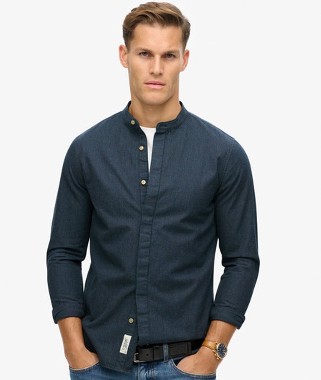 Herren The Merchant Store - Grandad-hemd in Indigoblau - Größe: L - Superdry - Modalova