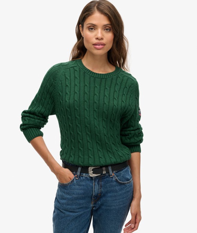 Slouchy Kabelgebreide Trui Groen Grootte: 36 afbeelding