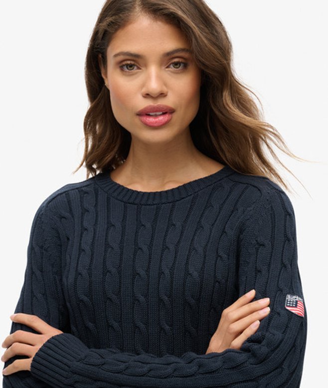 Slouchy Kabelgebreide Trui Blauw Grootte: 38 afbeelding