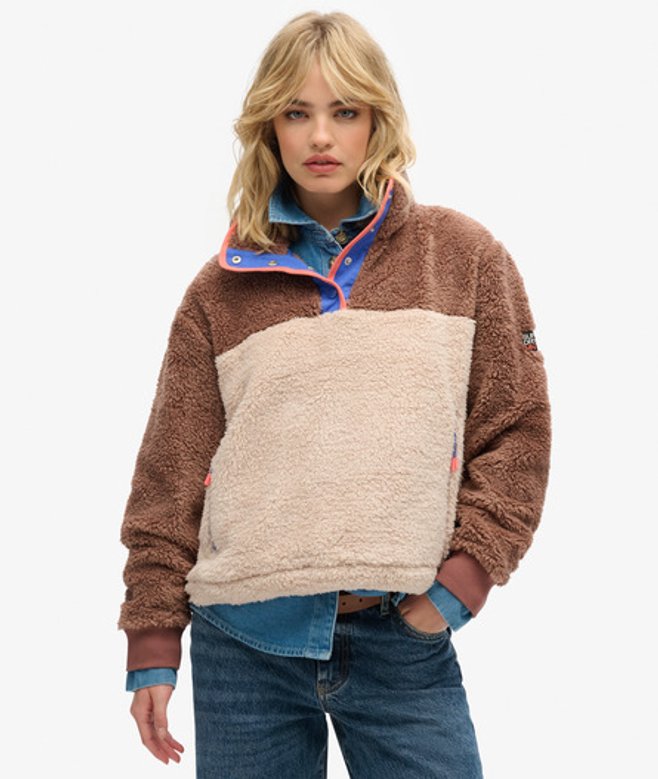 Super Soft Mash Up Henley Trui Bruin Grootte: 36 afbeelding