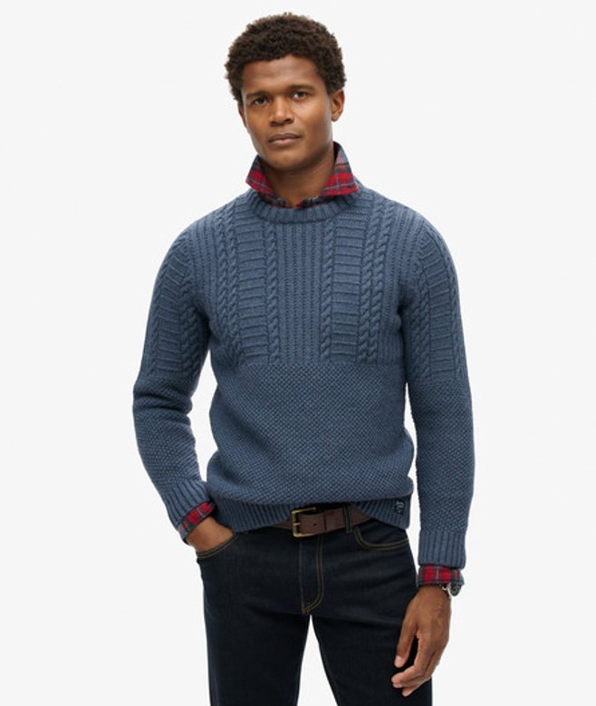 Superdry Jacob Kabeltrui Blauw
