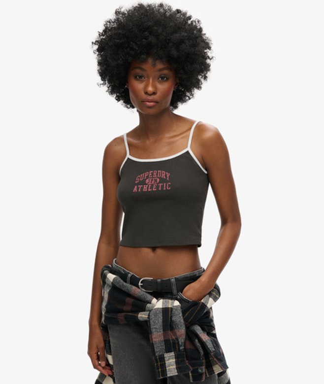Athletic Essentials Crop Cami Top Donkergrijs Grootte: 40 afbeelding