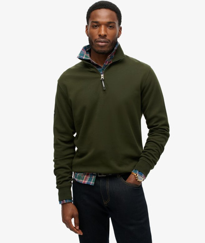Utility Sweatshirt met Logo en Halve Rits Groen Grootte: M afbeelding