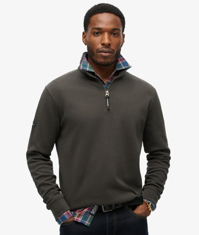 Utility Sweatshirt met Logo en Halve Rits Zwart Grootte: L afbeelding