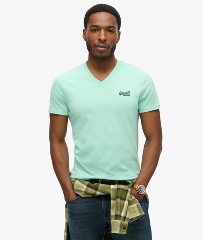 Essential T-shirt van Biologisch Katoen met V-hals en Logo