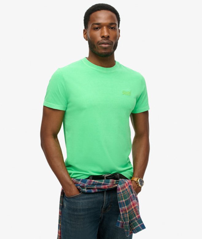 Herren Essential T-shirt mit Neonfarbener Logostickerei - Größe: L - Superdry - Modalova