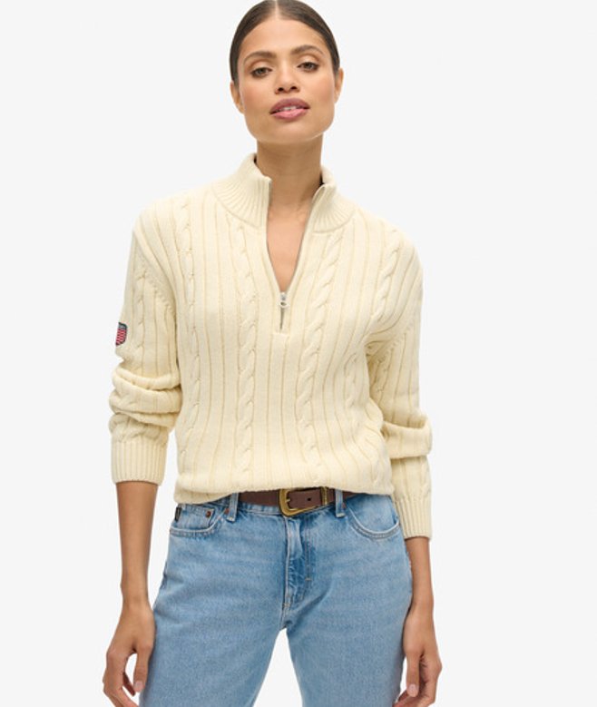 Damen Rugby-strickpullover mit Halblangem Reißverschluss - Größe: 44 - Superdry - Modalova