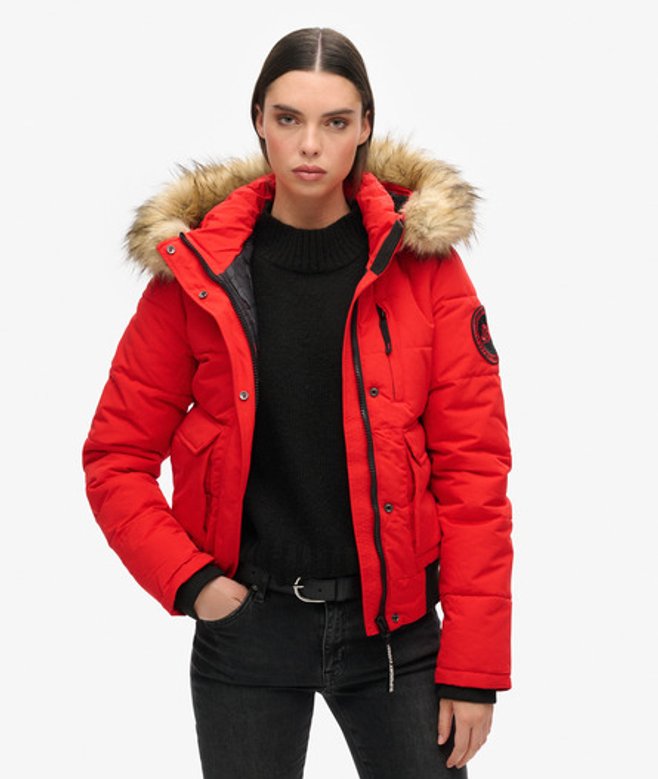 Superdry Everest-bomberjack met Capuchon Rood