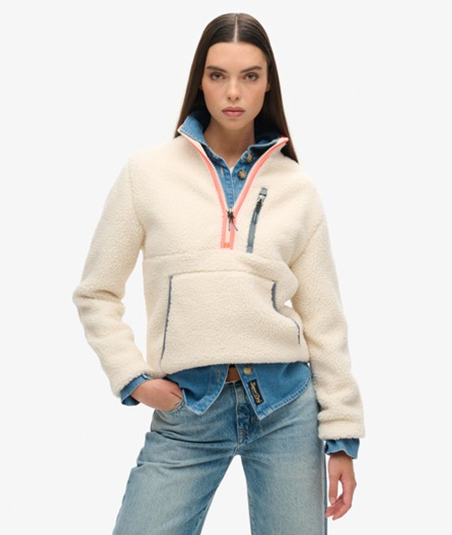 Outdoor Fleece met Halve Rits Crème Grootte: 44 afbeelding