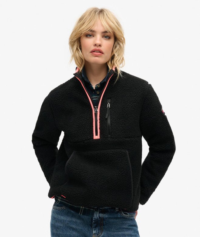 Outdoor Fleece met Halve Rits Zwart Grootte: 40 afbeelding