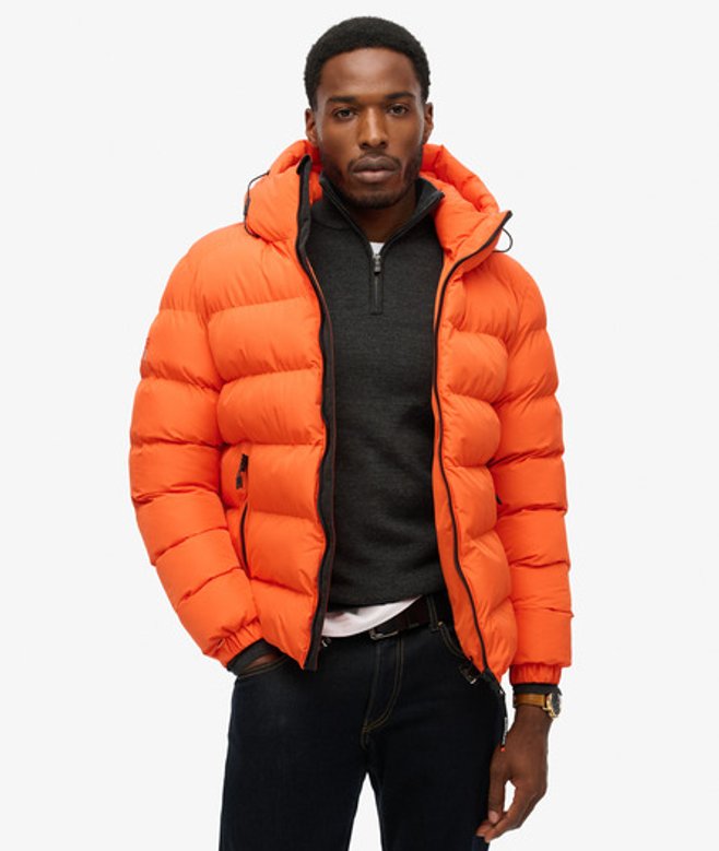 Sportieve Capuchon Pufferjas Oranje Grootte: M afbeelding