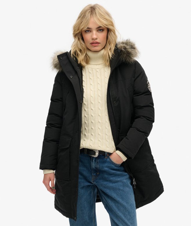 Everest Parka van Imitatiebont Zwart Grootte: 34 afbeelding