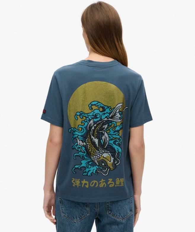 Damen Lässiges T-shirt mit Tokio Strassbesatz - Größe: 42 - Superdry - Modalova