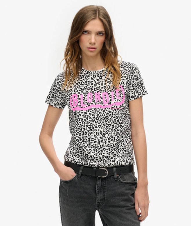Superdry & Co Women's Blondie x Superdry & Co Fitted T-shirt Brown / Leopard Print