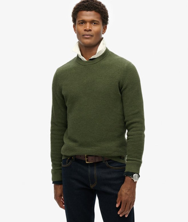 Men's Strukturierter Strickpullover mit Rundhalsausschnitt - Größe: L - Superdry - Modalova