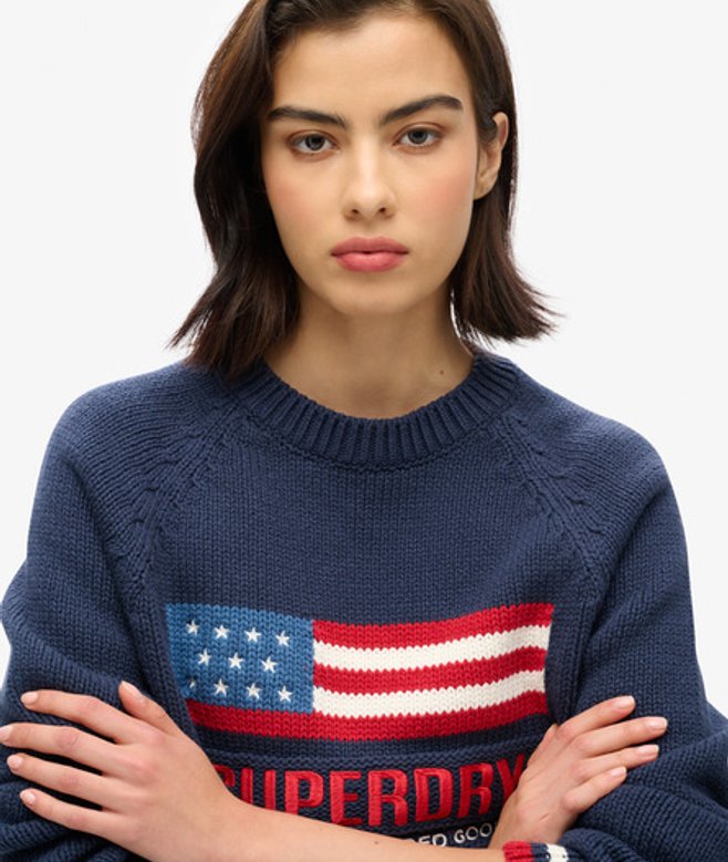 Americana Gebreide Trui met Ronde Hals Blauw Grootte: 38 afbeelding